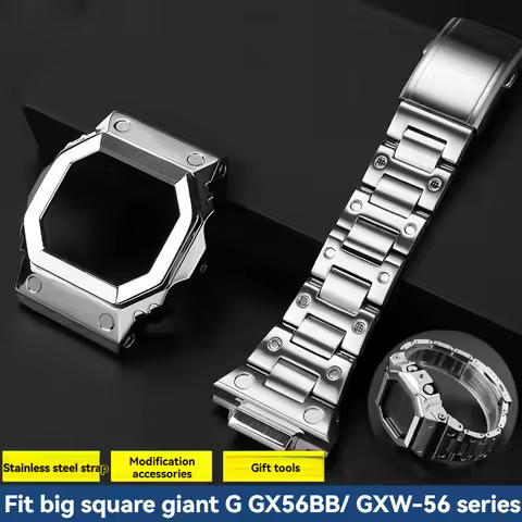 For Casio Giant G Block GX-56BB GXW-56 Modified Trendy Solid Stainless Steel Men's Watch Case Strap