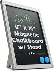 Small Chalkboard Signs with Stand – Deep Black, Slate Chalk-Board 11x14 | Magnetic, Non-Porous Surfa