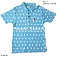 Polo Shirt, Kaos Polo Biru Motif Polkadot, USA