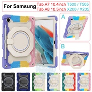 For Samsung Tab A8 10.5inch X200 X205 Tab A7 10.4inch T500 T505 360° Rotating Handle Kickstand Cover Heavy Duty Shockproof Case