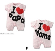 I ♥ Papa n I ♥ Mama Romper Jumpsuit 1set [Ready Stock] Baby Romper 3m to 18m