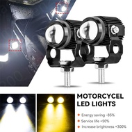 Motorcycle Mini Driving Lights High Low Yellow/White LED Headlight with Domino 3 Way Switch 2pcs
