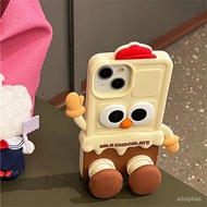 Korean Cute Chocolate Milk Robot Silicone Phone Case For iPhone 15 14 13 12 Pro Max 11 Cute Funny Gi