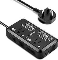 US to UK Plug Adapter 2000W Travel Voltage Converter 220V to 110V Converter with 2 USB Ports and Type G Adapter for Hair Dryer/Curling Iron/Phone for UK Ireland Scotland Hong Kong (Black)