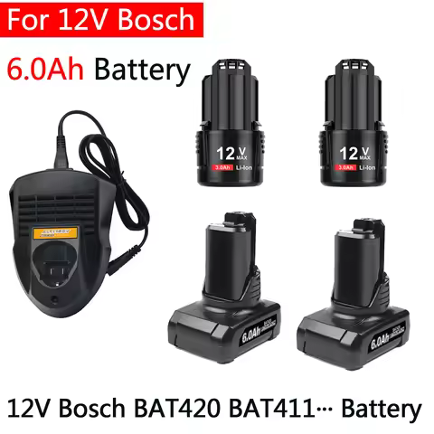 For 12V Bosch 6Ah Li-ion BAT420 BAT411 Replacement Battery for BAT411 BAT412 BAT413 BAT414 10.8V Bat