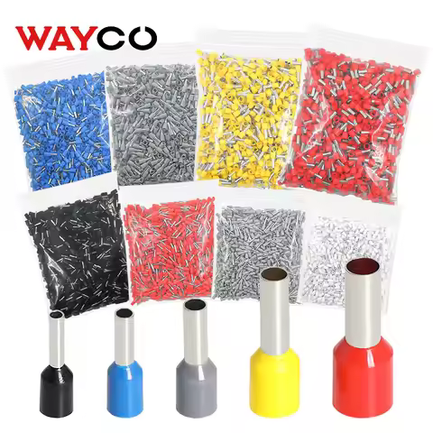 1000PCS Tubular Crimp Terminals Electrical Wire Cable Ferrules Connectors E0508 E7508 E1008 E1508 E2