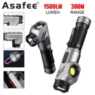 ASSAFEE F303X 1500LM Multi Angle Flashlight 90 Rotatable Head Spot Flood Dual Modes 8 Light Modes Ty