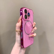 Casing Ice-sensing magnetic shockproof glass case for iPhone 16 15 14 13 12 11 Pro Max hard case bac