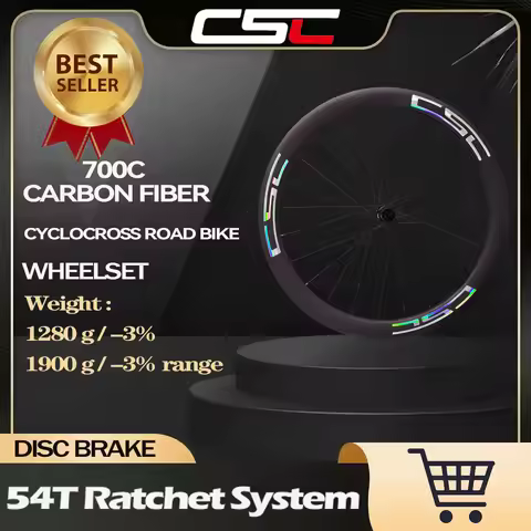 CSC 2026 New laser sticker Carbon Fiber Wheelset 35/38/40/45/50/58mm, lock depth design, 54T Pillar 