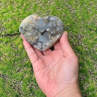 天然原礦帶母礦清新天青石愛心 藍水晶 淨化 療癒擺件 快速出貨