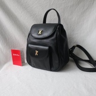 FOAK古著 Paloma Picasso黑色羊皮古董後背包