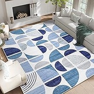 MUJOO Washable Rugs 9x12,Blue Large Area Rugs for Living Room Bedroom Dining Room,Boho Throw Floor C