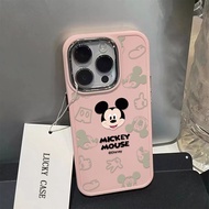 Cute Mickey Pattern Carton Phone Case Compatible for IPhone 11 12 13 14 15 Pro Max Xr X XsMax 7 8 Plus Se2020 Metal Frame Large Hole Phone Casing