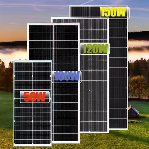 WUZECK Rigid Solar Panel Power Battery 50W Solar Module 100W Solar Charger 120W Glass Solar Cell 150