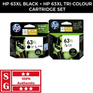 [100% ORIGINAL] HP 63XL Black + 63XL Tri-Color Ink Cartridge l For HP DeskJet 2130 / 3630 l Envy 4513 / 4520 l OfficeJet