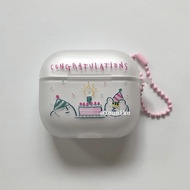 Korean ins cute birthday Bear indicator airpods1/2 Wireless Bluetooth case For pro2 eaphone case