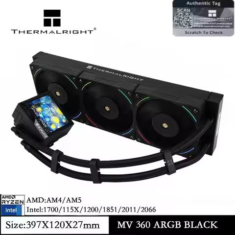 Thermalright Mjolnir Vision 360 ARGB BLACK CPU Water Cooler with LCD Screen Liquid Cooler for AM4 AM