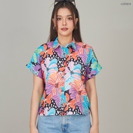 AT H เสื้อเชิ้ต อก 42"- 46" ยาว 22"-24 (ดูที่รูป)  เสื้อแขนสั้น แขนในตัว เสั้นผ้าลินินแท้ เส้นใยธรรม