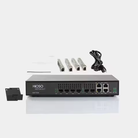 HiOSO 4PON EPON OLT Each Port Support 1:64 ONU 4 RJ45 Ports with Compatitive Price