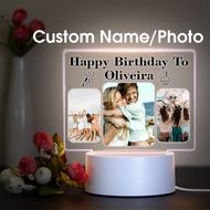 Personalized birthday name, multiple photos, customized 3D acrylic night light, giving birthday gift