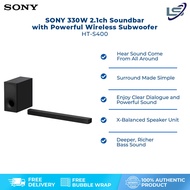 SONY 330W 2.1ch Soundbar with powerful wireless subwoofer HT-S400 | Bluetooth | HDMI | Dolby Audio | TV Wireless Connection | Soundbar with 1 Year Warranty