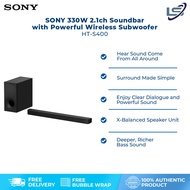 SONY 330W 2.1ch Soundbar with powerful wireless subwoofer HT-S400 | Bluetooth | HDMI | Dolby Audio |