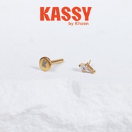 (1 Piece) Gold Rhombus Earrings - Titanium G23 - Kassy