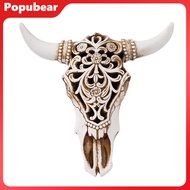 Woeuri Resin Bull Skull Ornament Boho Chic Bull Skull Wall Decor for Living Room Handcrafted Resin L