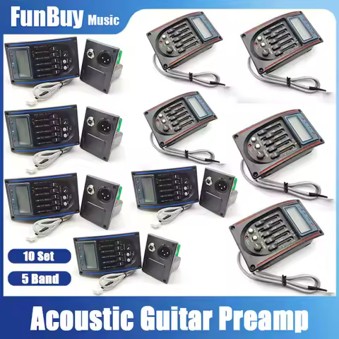 10pcs LC-5 5 Bands Acoustic Guitar Pickup EQ Preamp LCD Tuner Piezo Pickup Equalizer System
