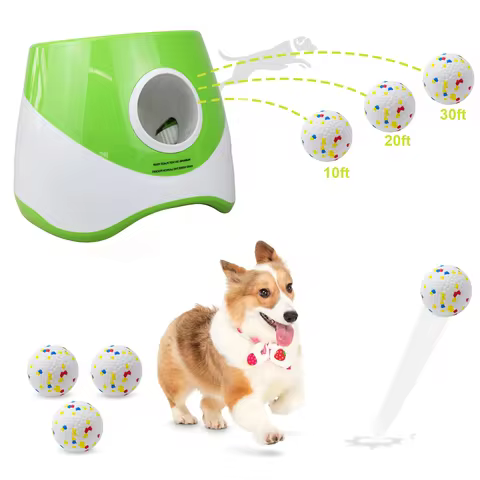 Dog Ball Thrower Launcher Ball Launcher for Dogs with 3Tennis Ball Interacive Dog Toys Fun Indoor Ou