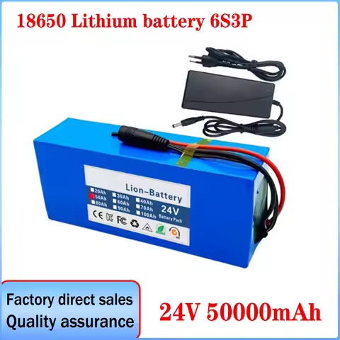 Battery Lithium pack 6s3p 24V 20Ah 30Ah 50Ah 18650 25.2v 20000/30000mAh Batterie Lithium-ion Avec Ch
