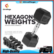 ¤ 【Local shipment】Rubberized Hex Dumbbell 5LBS/10LBS/15LBS/20LBS Hexagon dumbbells with Metal Han