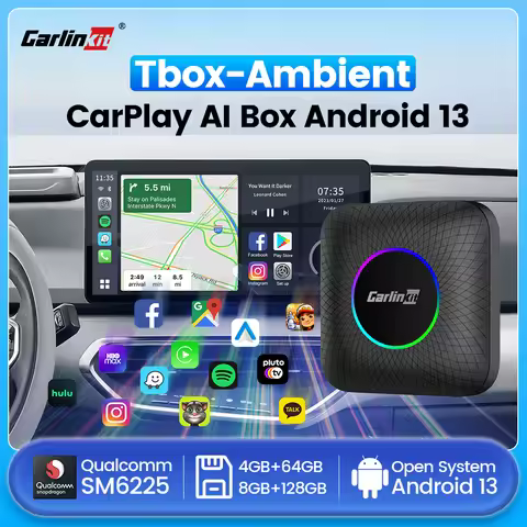 CarlinKit CarPlay Ai Box Android 13 LED SM6225 8 cores Smart Android TV Box Wireless CarPlay Android