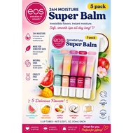 EOS Super Balm Lip Balm 5 Pack 24H Moisture Hydrating Lip Care Sensitive Skin Flavored Lip Balm Set