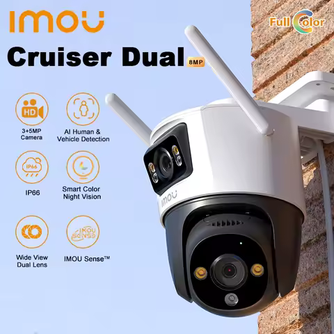 IMOU 3+5MP Cruiser Dual Camera IP66 Dual Lens Outdoor Smart Color Night Vision AI Human & Vehicle De