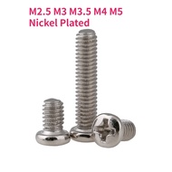 M2.5 M3 M3.5 M4 M5 Nickel Plated Round Head Screw Cross Pan Head PM Screw Phillips Screw