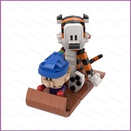 SQ4 Calvin and Hobbes Tiger Building Blocks Sled adventure Model Dolls Toy Ornament Collections gift