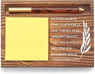 Christian Desk Organizer, Bible Verse Sticky Note Holder, 1 Thessalonians 5:16-18 Rejoice Always, Re