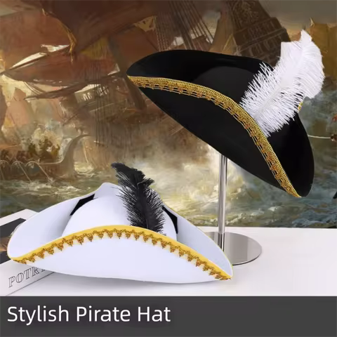 Stage Performance Pirate Hat Carnival Party Comfortable Cosplay Pirate Hat Felt Material Vintage Des
