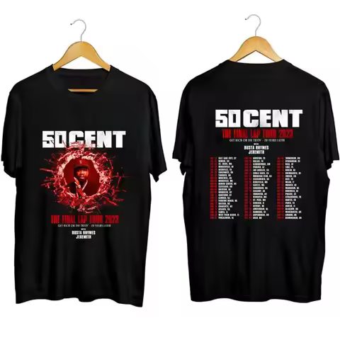 50 Cent The Final Lap Concert 2023 T Shirt Black Cotton For Fans 2 sided