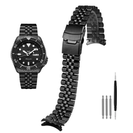 2024 Stainless Steel Watchband Curved End Watch Band Strap For Seiko SNKN67J skx007 009 Wrist Belt Bracelet Silver Black  20mm 22mm