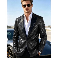 Slim-Fit Sequined Men'S Suit Nightclub Host And Emcee Performance Dress Men'S Casual Blazer