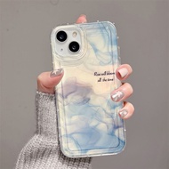 Gradient Sky Blue Airbag Case Compatible for Samsung S21 S22 S23 Ultra A14 A13 A12 A04S A03S A52 A51 A71 A34 A50 A50S A02s A22 A32 A23 A54 A11 Phone Case Shockproof Air Cushion Silicone Protective Cover