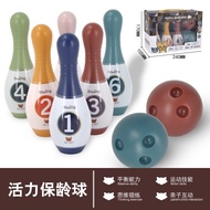 "Bowling Ball Set - 6pcs pin + 2 pcs Bowling Ball Kids Toys Mainan Kanak Kanak