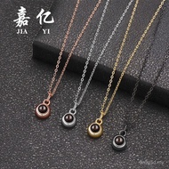 S925 Circle Bubble Pendant Necklace Silver I Love You Chain Clavicle Fashion 100 Languages European 