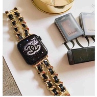 Luxury Strap Compatible for Apple Watch Strap Leather stainless steel Band Replacement i watch strap