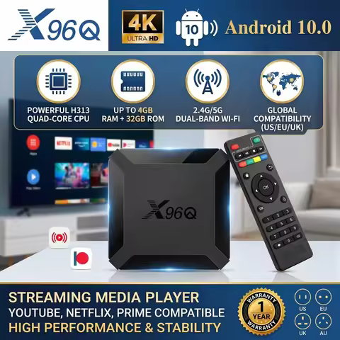 X96Q 4GB 32GB TV Box Android 10.0 4K Allwinner H313 Quad Core 2.4G Wifi Google Player Youtube Media 
