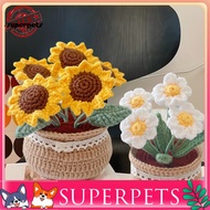  Desktop Crochet Flower Crochet Pot Flower Handmade Colorful Tulip Rose Crochet Flower Decoration Woolen Yarn Desktop Ornament Perfect Birthday Gift Southeast Asian Buyers