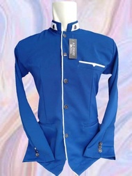 Baju Koko Jasko  Dewasa Baju Pria Muslim Semi Jas Polosan Warna Biru Lis Putih