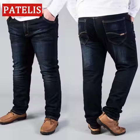 Jeans for Men Plus Size 44 46 48 50 Straight Cut elastic Denim Long Pants